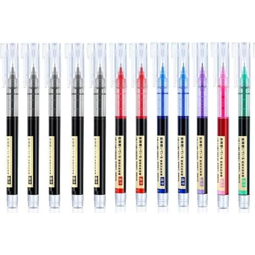 12 PCS Ballpoint Pens Quick-Drying Ink 0.5 mm Extra Fine Refill Different Metal Pen Refills Office School Stationery Gifts