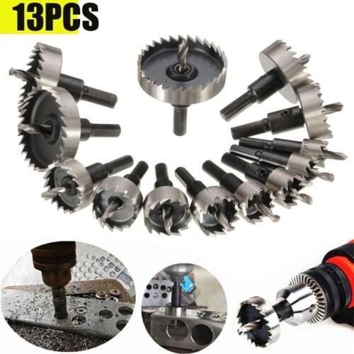 13PCS HSS Drill Bit Set High Speed Steel Carbide Tip Hole Saw Tooth Cutter Metal Drilling Hand Woodwork Cutting Carpentry Crowns