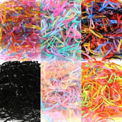 500Pcs Girls Colorful Hair Rope Small Disposable Ponytail Holder Rubber Band Scrunchies Tie Gum Girls Hair Accessories