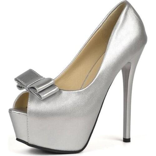 2020 Womens 14CM Thin High heels Sexy Bride Party Wedding PU Buckle Strap Peep Toe waterproof Butterfly-knot shoes for women