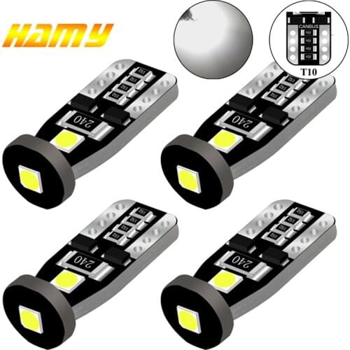 4pcs Car LED Bulb T10 W5W 194 LED Light Canbusl No error White 12V 6000K 3030 SMD Super Bright Auto Interior Wedge Side Lamps