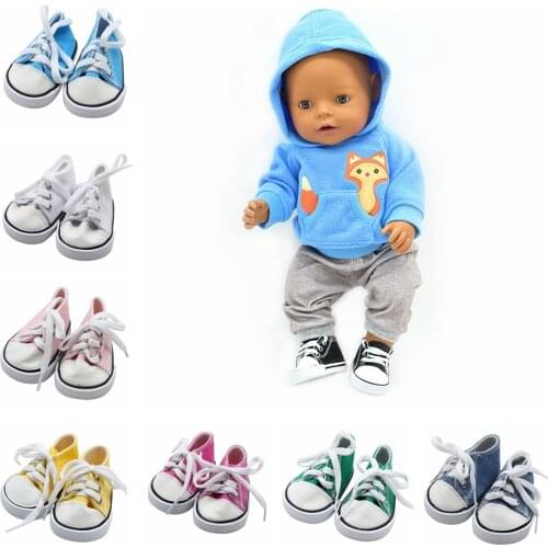 7cm American Doll Canvas Shoes for 18 inch Girl Dolls Mini Fashions Shoes for 43cm Baby Dolls Doll Accessories