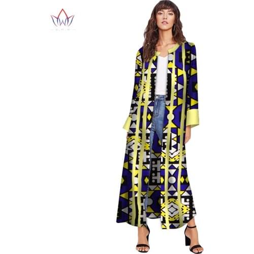 African Fashion Spring Plus Size Women Trench Coat Traditional African Wax Print Clothing Dashiki Casual Outwear WY3154