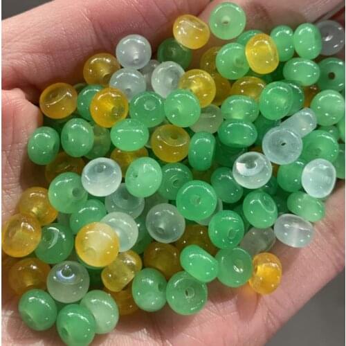 10pc Natural Three Color Abacus Beads DIY Bracelet Bangle Charm Jadeite Jewellery Fashion Accessories Amulet Gifts for Women Men