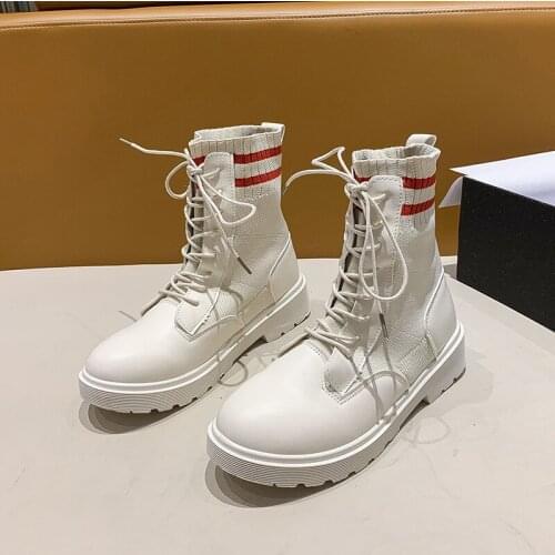 Black Sock Boots Women 2020 New Punk Gothic Shoes Ankle Boots Platform Shoes Women White Sock Boots