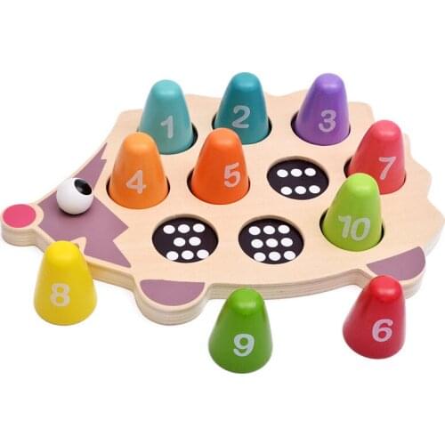 Wooden Hedgehog Digital Pairing Childrens Educational Toy Cute Hedgehog Math Early Learning Montessori Learning Toys