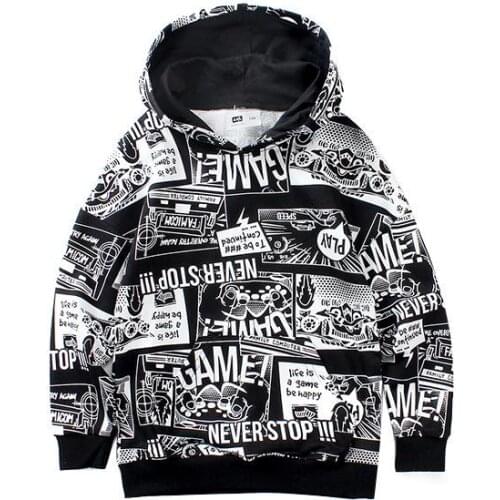 Kids clothes new printed childrens clothing spring and autumn hedging long-sleeved sweater loose hooded boy baby girl clothes