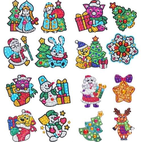 Kids Toys Stickers Kit DIY Round Drill Diamond Painting Cute Animals Rhinestone Drawing Picture Decal for Home Phone Cup Decorat