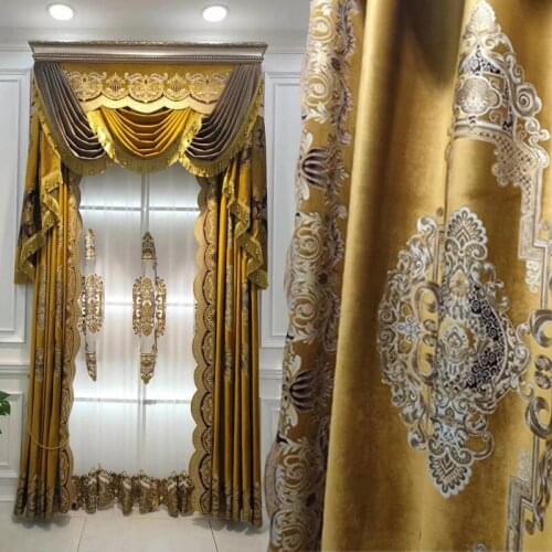 European living room empty embroidered flannel curtains High-grade embroidered balcony French window screen curtains
