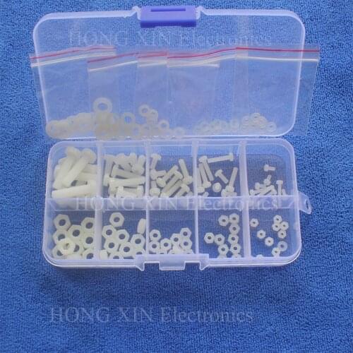 Hot 150Pcs M2 M2.5 M3 M4 M5 Nylon Hex Screw Bolt Nut Standoff Spacer Assortment Kit White
