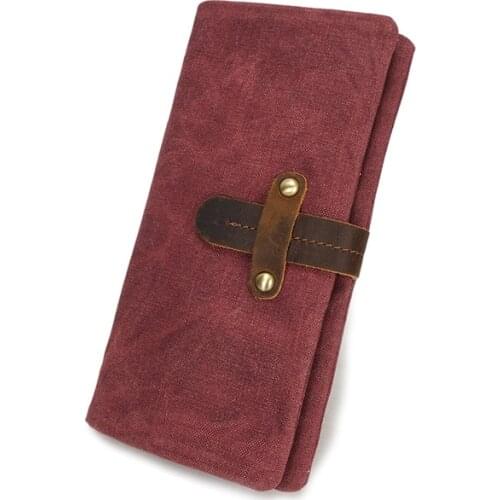 Brand Canvas Women Purse Wallet Vintage 5 Colors Cow Leather Women Men Long Purse ID Card Holders Money Coin Clutch Bolsas