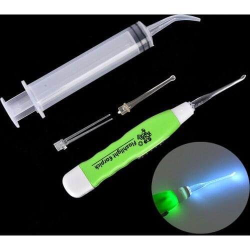 Tonsil Stone Clean Care Tool Remover Tools LED Light Ear Wax Remover Stainless Steel Earpick Tips Irri Syringe