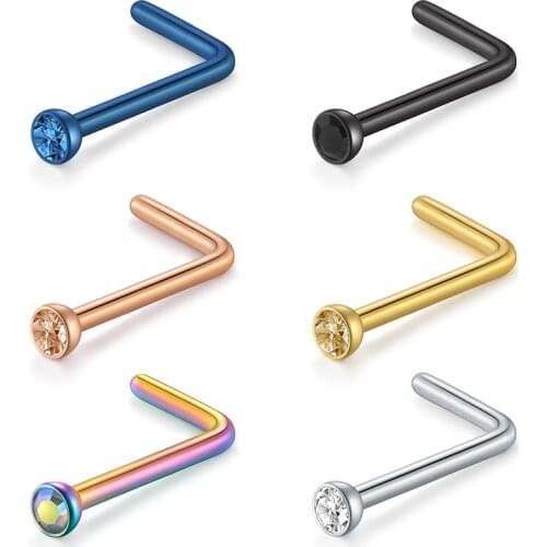 18G 20G 22G L Shape Nose Stud Nose Ring Piercing Labret Body Piercing Jewelry For Men Women Piercing