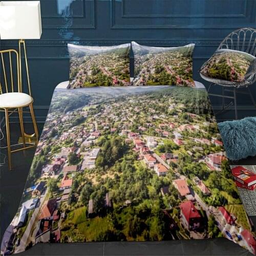 Aerial View Of Small Town Quilt Cover Pillowcase 3Piece Comforter Bedding Set With Pillow Case Single Double Duvet Cover