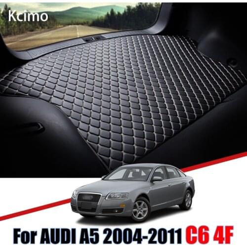Leather Car Trunk Mat For Audi A6 C6 4F 2004 2005 2006 2007 2008 2009 2010 2011 Trunk Boot Mat Liner Pad Cargo pad Cargo Liner