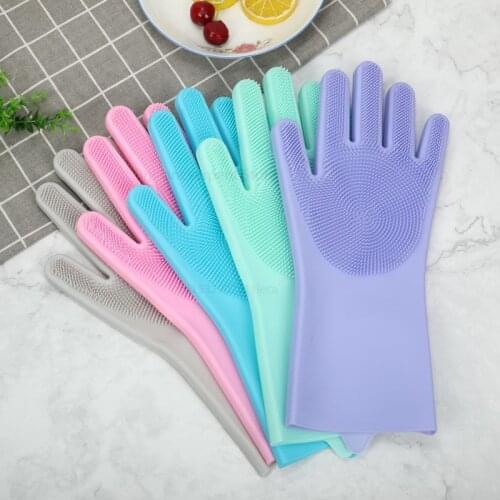 Latex Dishwashing Gloves Silicone Scrubber Gloves Eco-Friendly Household Home Cleaning Gloves Car Pet Caring Helper Sponge
