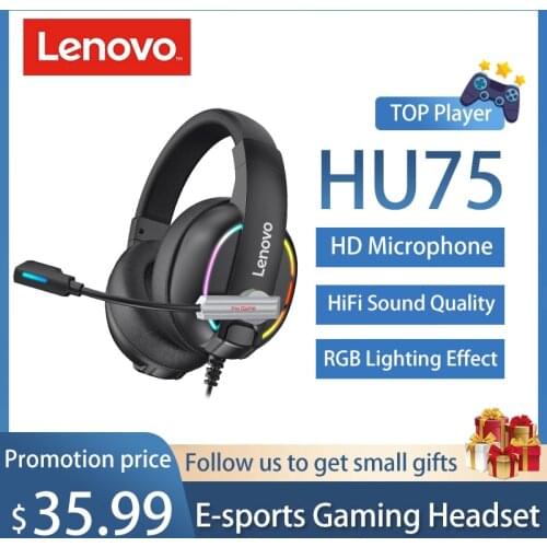 Lenovo HU75 Wired Headset Professional With Microphone Earmuffs High-Fidelity Monitor Music Headset Headset Hor Mobile Phone PC