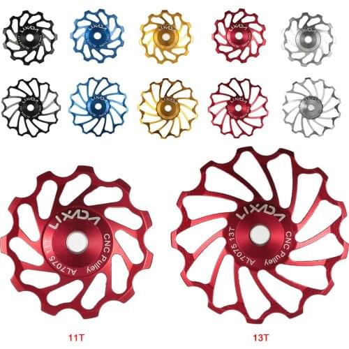 Lixada 1Pcs MTB Ceramics Bearing Jockey Wheel CNC 7075 Aluminum Alloy Rear Derailleur 11T 13T Guide Road Bike Ceramic Pulley