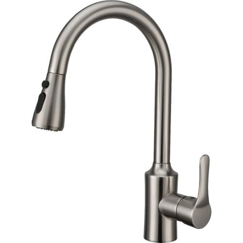 Brushed Nickel hot and cold single Hole kitchen sink faucet tap pull out sprayer Kitchen Mixer deck mounted classic New arrival
