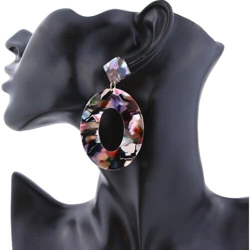 Fashion Big Multicolour Acrylic Pendant Earrings For Women new Exaggeration Geometry Stud Girl Accessories Wholesale