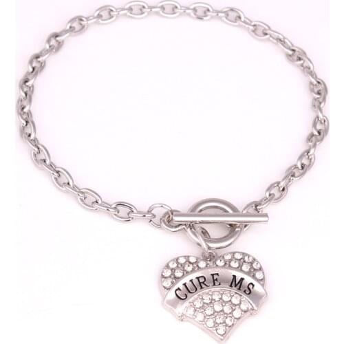 Fashion Heart Bracelet For Female Special Design Trinket CURE MS With Beautiful Crystals Zinc Alloy Provide Dropshipping