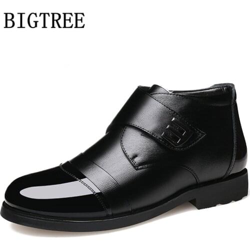 Mens Dress Boots Mens Formal Shoes Genuine Leather Business Shoes Coiffeur Patent Leather Shoes For Men Luxury Brand Snow Boots
