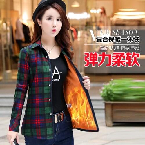 2020 New Winter Warm Women Velvet Thicker Jacket Plaid Shirt Style Coat Ladies College Style Spring Casual Jacket Outerwear 1534
