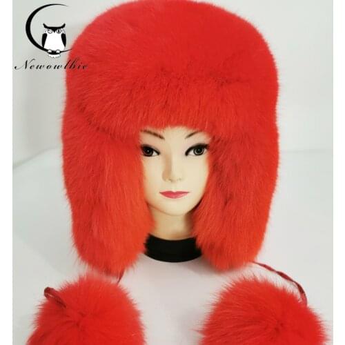 New 7 Color women Fur Hat Siberian Style Fur Hat fox hat Full Ushanka Hat for middle-aged cotton cap Lei Feng hat Winter hat