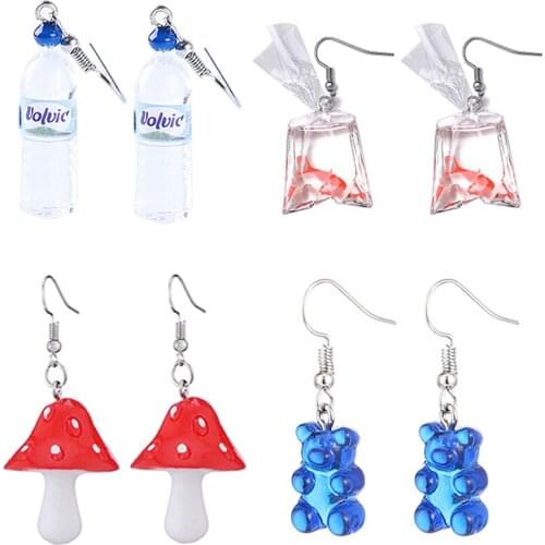 Novelty Earrings Korean Earrings Odd Jewelry Water Bottle Mushroom Carp Bear Alloy Jewelry Accessories Earrings Pendants