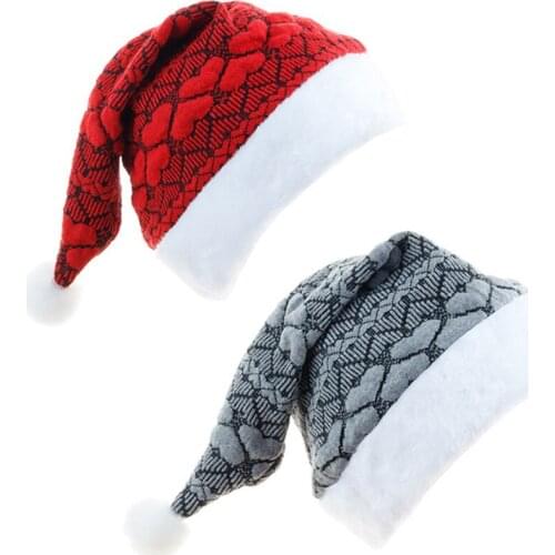 New Arrival Christmas Santa Hats Color Block Knitted Cap with Fleece Trim Festival Party Costume for Women Men