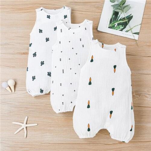 0-2 Years Baby Romper Summer Toddler Boy Girl Cartoon Romper Sleeveless Cotton and Linen Clothing for Boys and Girls