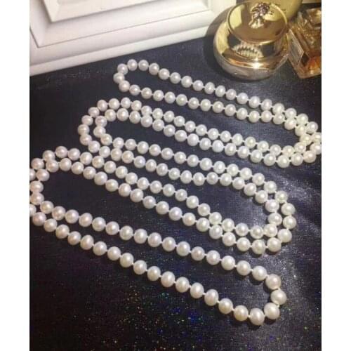 Classic 9-10mm south sea round white pearl necklace 45inch