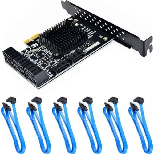 PCI-E SATA 2X 4X 8X 16X PCI-E Cards PCI Express to SATA 3.0 8-Port SATA III 6Gbps Expansion Adapter Boards with Data Cable