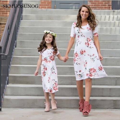 2019 Mother daughter dresses Floral Print Dress Mother and daughter clothes Mom and daughter dress Family matching clothes C0262