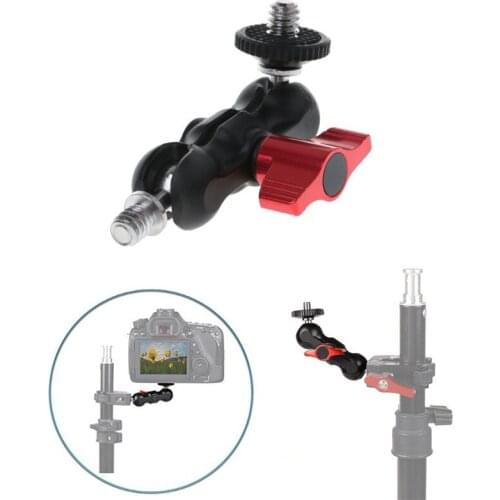 Portable Double Ball Head Shoe Mount Adapter Magic Arm With 1/4" Screw For DSLR Camera GPS Phone LCD Monitor DV Video Light