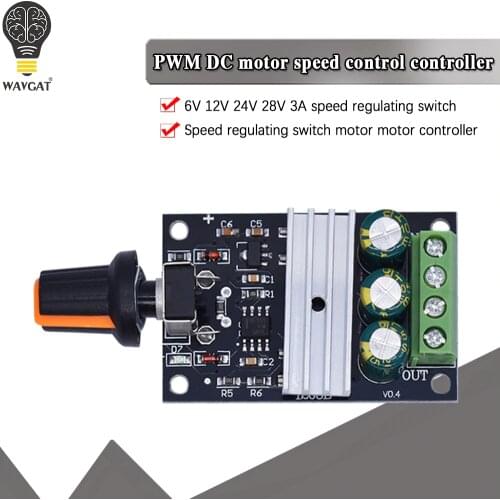DC 6V 12V 24V 28VDC 3A 80W PWM Motor Speed Controller Regulator Adjustable Variable Speed Control With Potentiometer Switch