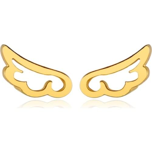 Cute Hollow Angel Wing stainless steel Stud Earrings for women girl Trendy minimalist Ear jewelry Birthday Gifts