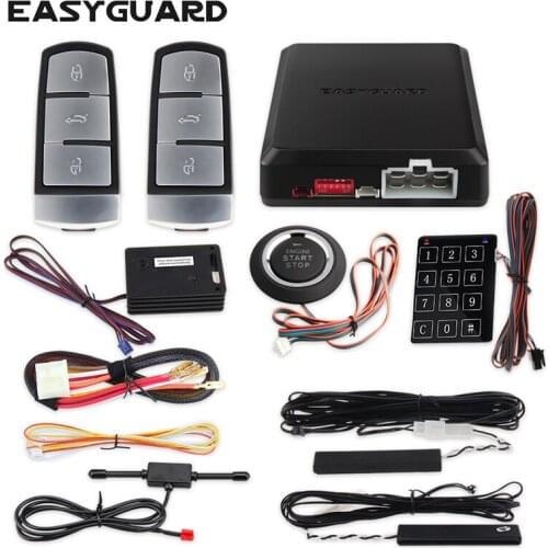 Easyguard PKE car alarm system psssive keyless entry remote engine start & push button start touch password entry shock sensor