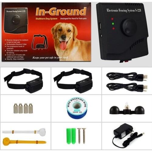 Pet Dog Electric Fence System Waterproof Rechargeable Training Electric shock Dogs Collar Dog Supplies For 1 or 2 or 3 Dogs
