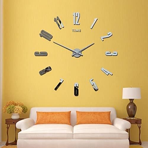 Stylish DIY Large Wall Clock Room Home Decoration 3D Mirror Art Design #Gift