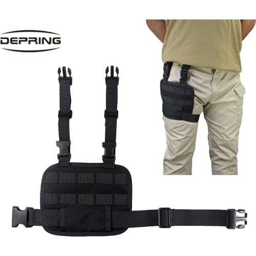 Tactical Drop Leg Thigh Holster Pouch Pack Molle Pistol Magazine Platform Pouch Holster with Adjustable Belt & Thigh Straps