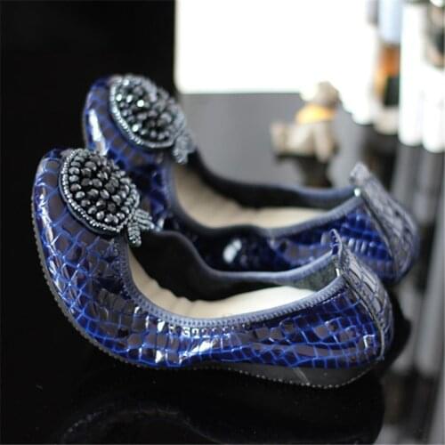 Fashion Flats Shoes For Women Round Toe Women Loafers Genuine Leather Shoes Woman Flats Big Size 35-43 Ballet Shoes Woman Flats