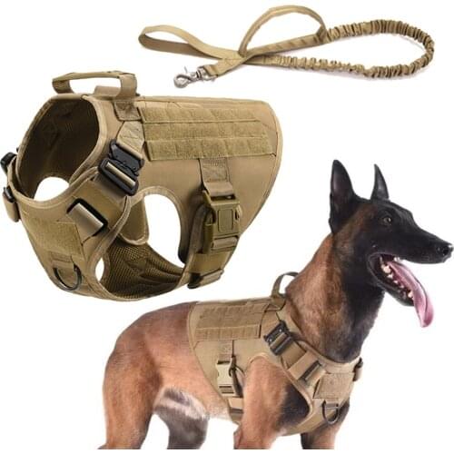 Military Dog Tactical Harness Pet Training Dog Vest Metal Buckle German Shepherd K9 Dog Harness and Leash For Small Large Dogs