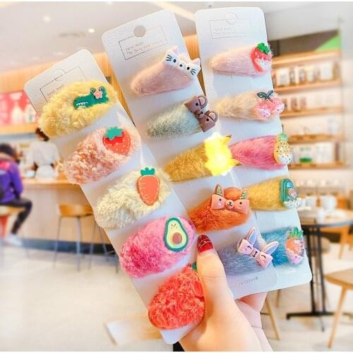 5/10 Pcs/Set Children Cute Acrylic Cartoon Fruit Bow Ornament Hair Clips Girls Lovely Barrettes Hairpins Kids Hair Accessories