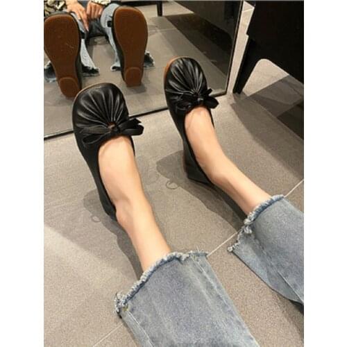 Summer Hot Sale Fashion Elegant Fashion Square Toe Flat Comfort Bowknot Set Feet Ladies Single Shoes Boat Shoes