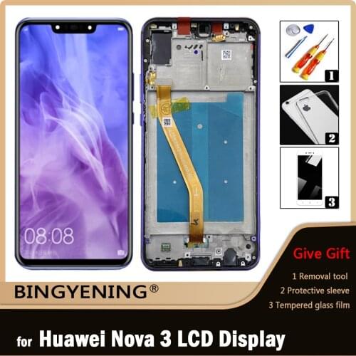For Huawei Nova 3 PAR-AL00 LCD Display Screen Touch Digitizer Assembly For 6.3 inch Huawei Nova3 PAR-LX1 LX9 With Frame Replace