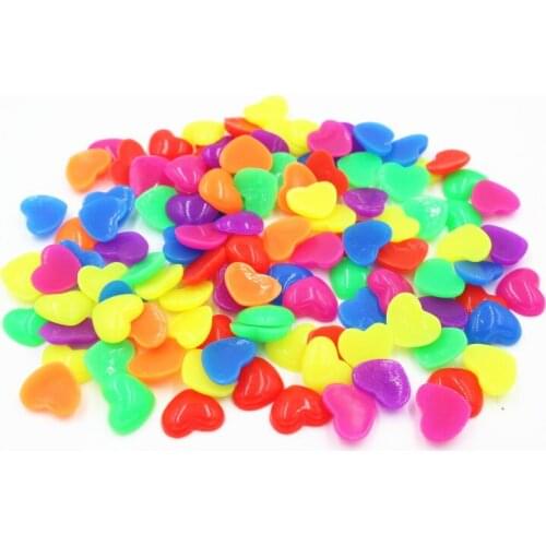100pcs/lot flat back resin cabochons accessories DIY resin kawaii heart mix colors 14mm
