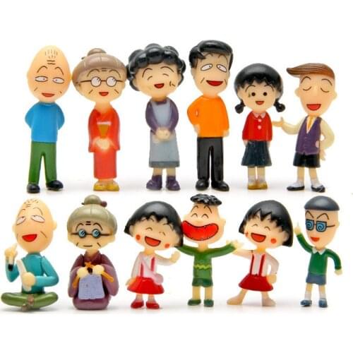 12Pcs/Set Cartoon Chibi Maruko Chan Figure Model DIY Action Toy Figures 3-5 CM High