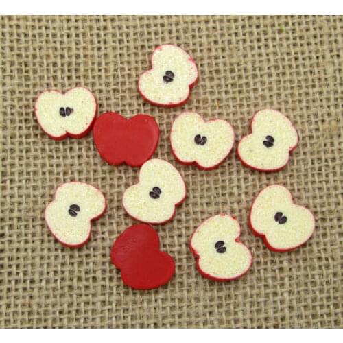 20Pcs Resin Apple Decoration Crafts Flatback Cabochon Scrapbooking Fit Hair Clips Embellishments Beads Diy