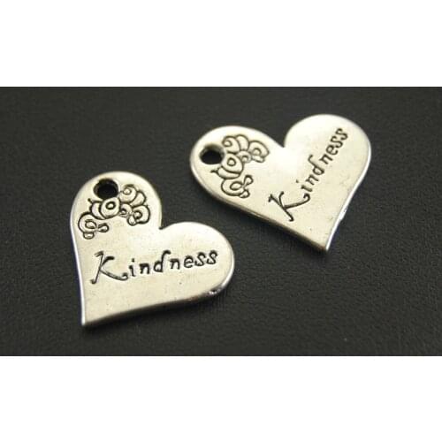 20 pcs Tibetan Silver Color Engraved Kindness Heart Charms Metal Bracelet Necklace Jewelry Findings A693
